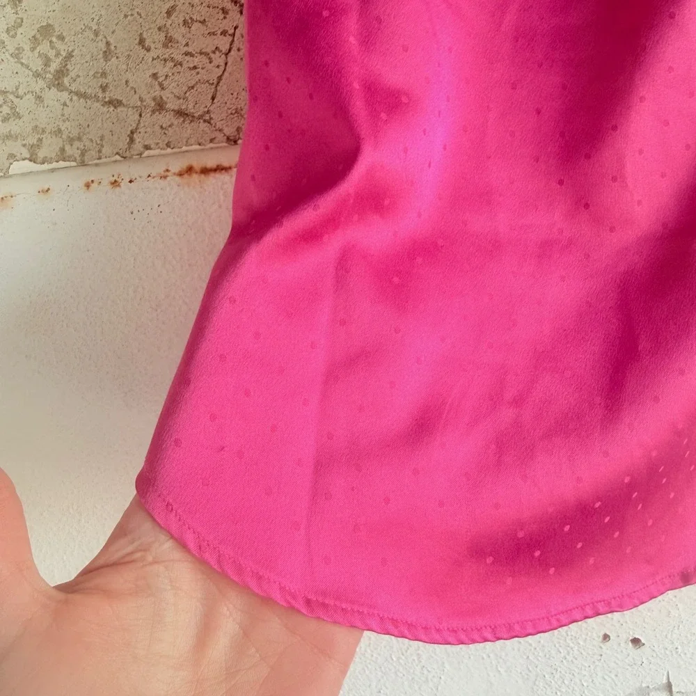 Victorias Secret Satin Pajama Set Hot Pink Polka Dot‎ PJs Silky Cami Shorts Y2K - Picture 4 of 16